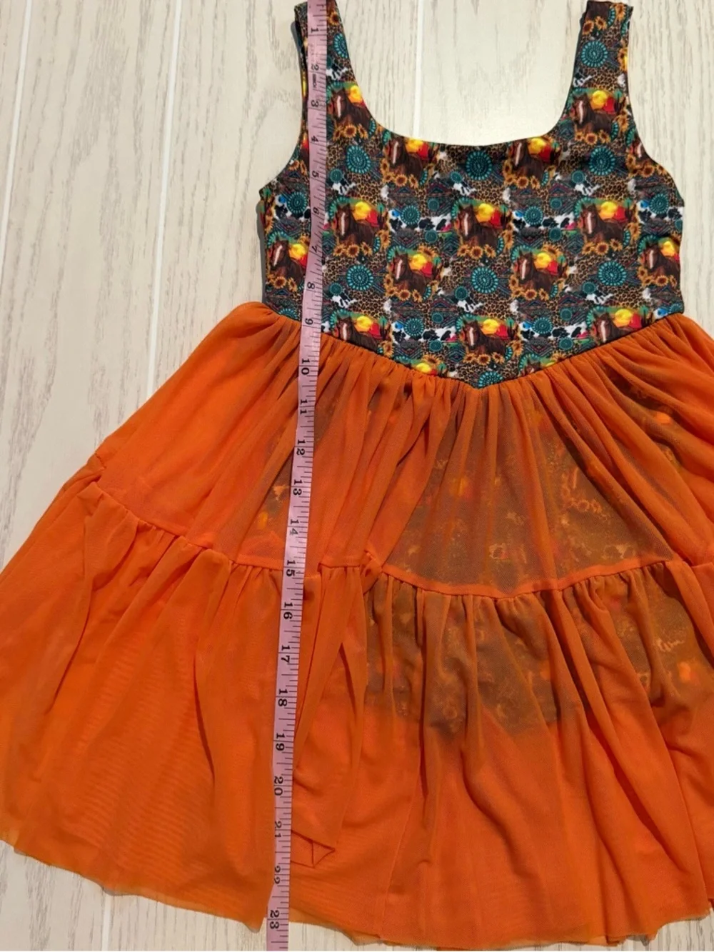 Boutique‎ Girls 6-7T Western Horse Sunflower Mesh Dress Built In Shorts NWOT